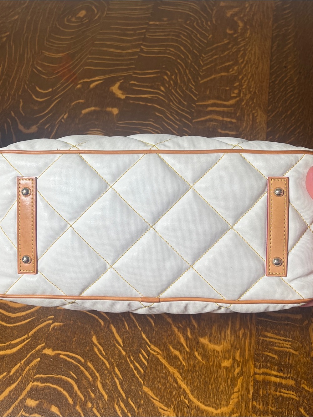 Dooney & Bourke White Quilted Nylon and Vachetta Leather Trim Hobo Shoulder Bag - Picture 3 of 7